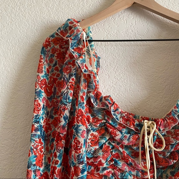 NWT Free People Mabel Print Top Small Pink - Picture 4 of 10